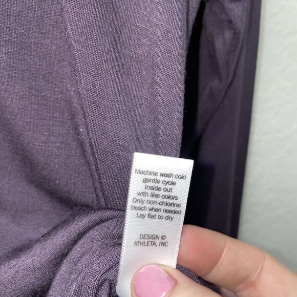 Athleta Long Sleeve Soft Split Hem Tee Shirt Medium Purple Modal Spandex - Picture 6 of 7